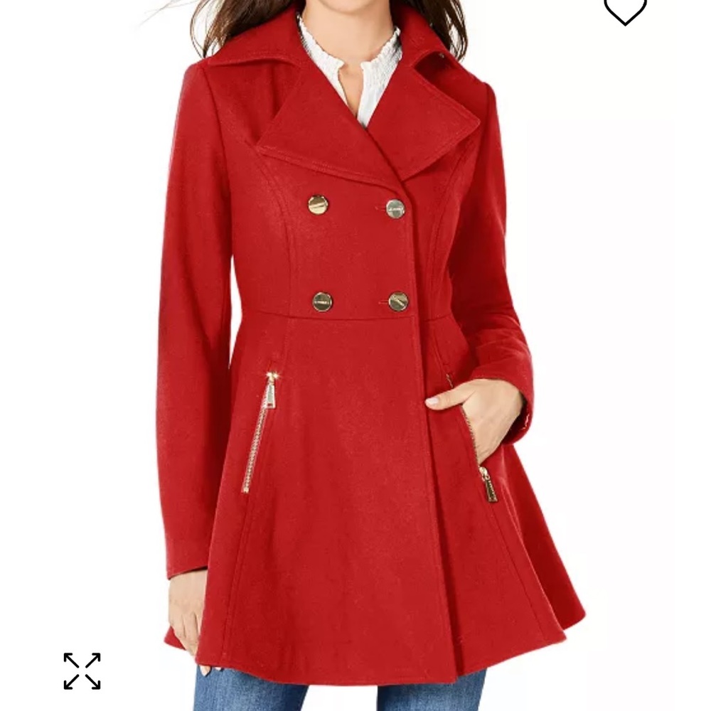 Skirted Red Pea Coat